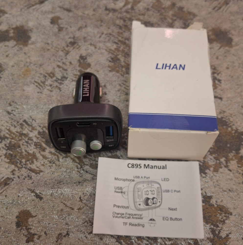 Lihan C89S Wireless FM Transmitter Bluetooth Car Radio Receiver USB Charger