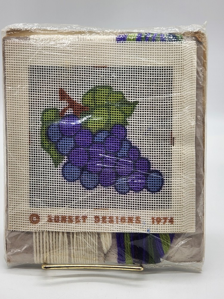 Sunset Designs Needle Pointers Needlepoint Kit #5354 Grapes 5”X 5” 1974