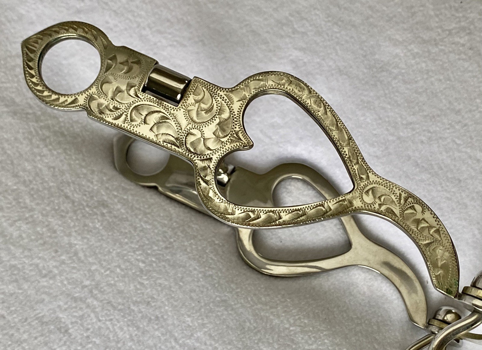 Beautiful Vintage Silver Mounted HEART Show Bit~5" Coppper Inlay Port Mouth