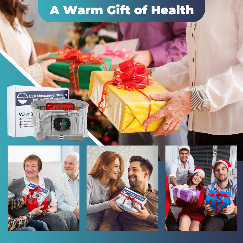 Inflatable Decompression Back Belt with Red Light Heating and Vibration Massager