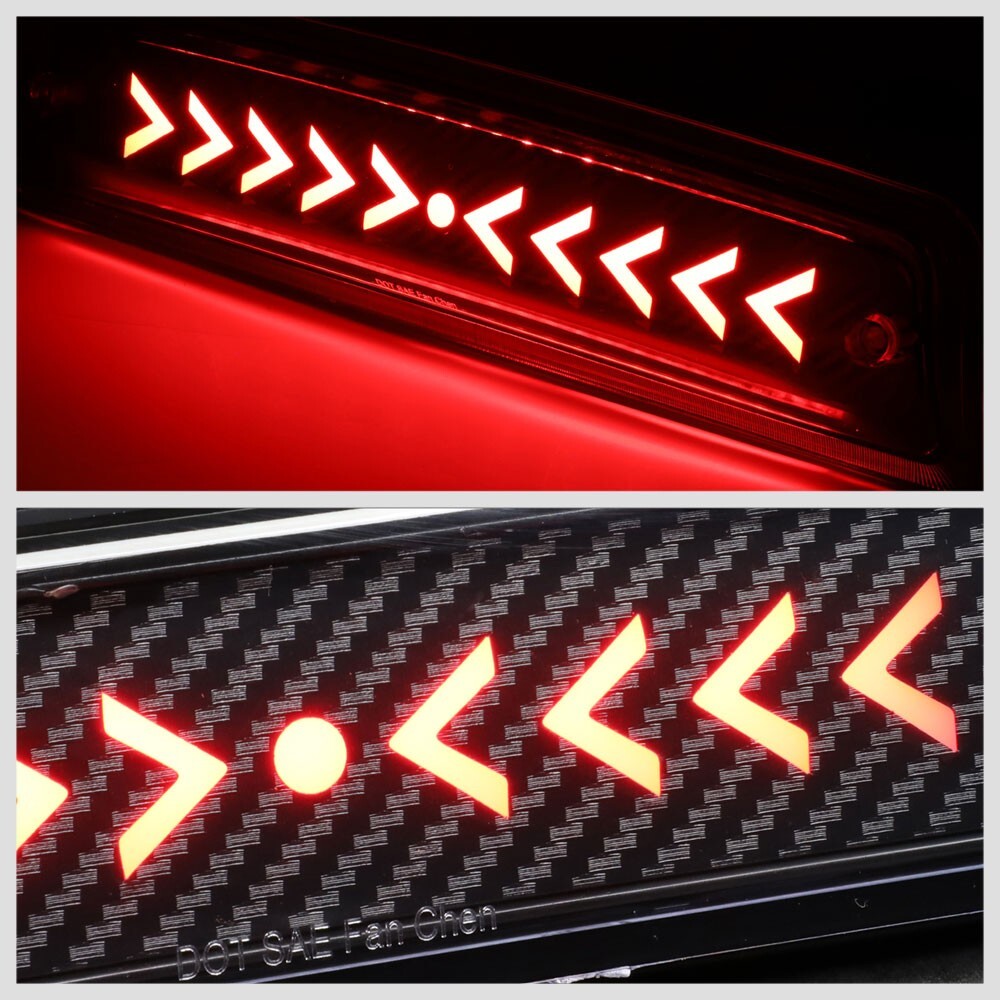 [Sequential Arrow LED] Carbon Look/Clear Len Third Brake Light For 09-18 Ram