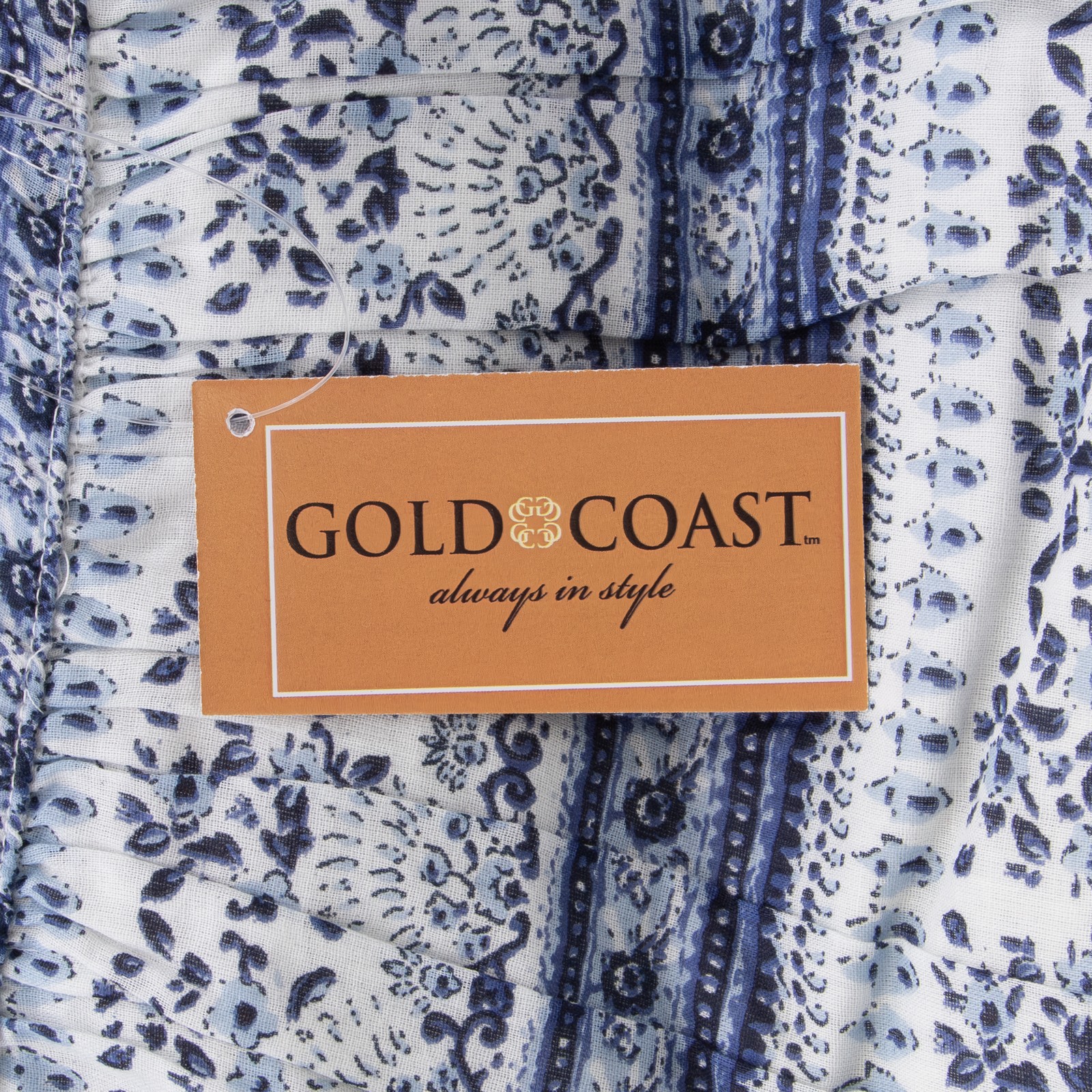 Gold Coast Boho Inspired Women's Maxi Skirt in Blue & White Floral, XL