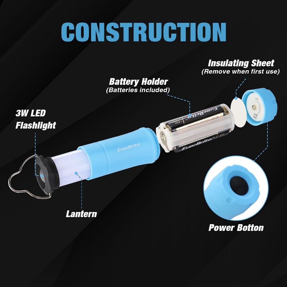EverBrite 2PIECE 2-in-1 Portable Lantern Flashlight Battery Powered Mini Lantern