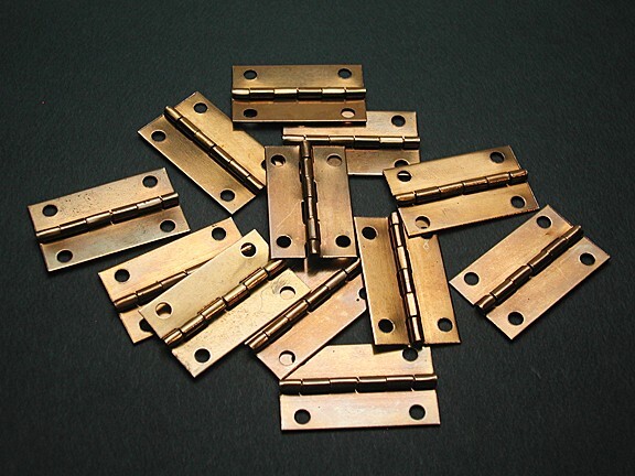 Brass Rectangle Hinges #1277, 12 Each, Includes Mounting Hardware, New Old Stock