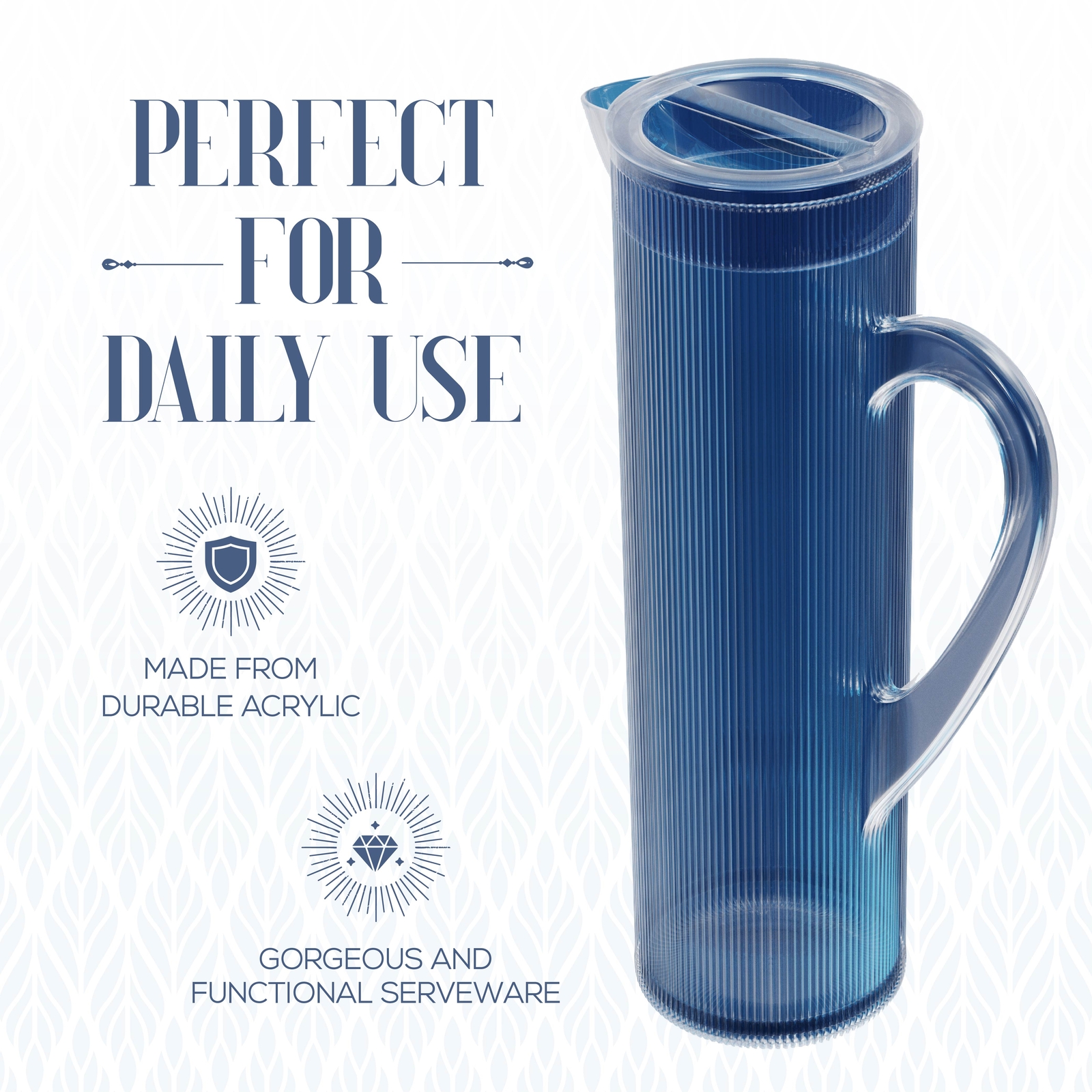 Elle Decor Acrylic Water Pitcher with Lid - Indigo Blue