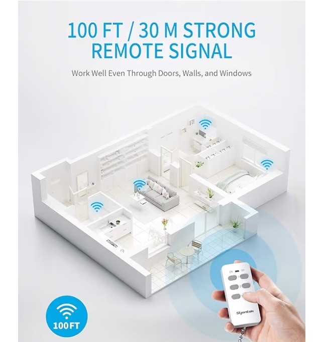 Wireless Control Outlet 3 Plugs, 1 Master Remote, 100ft Range, Wi-Fi 5g Timer