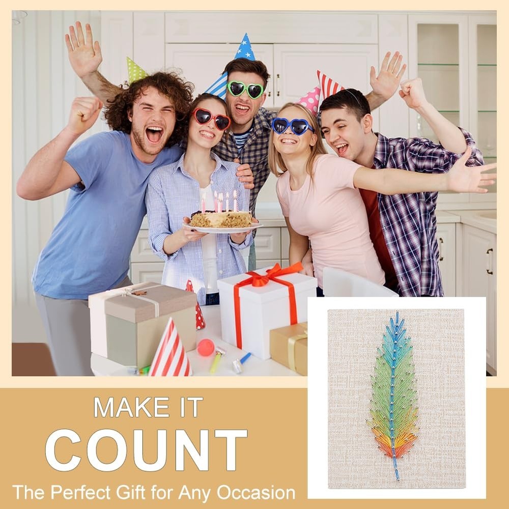 WEBEEDYDIY String Art Kit for Adults Beginners, Medium, multicolor-feather