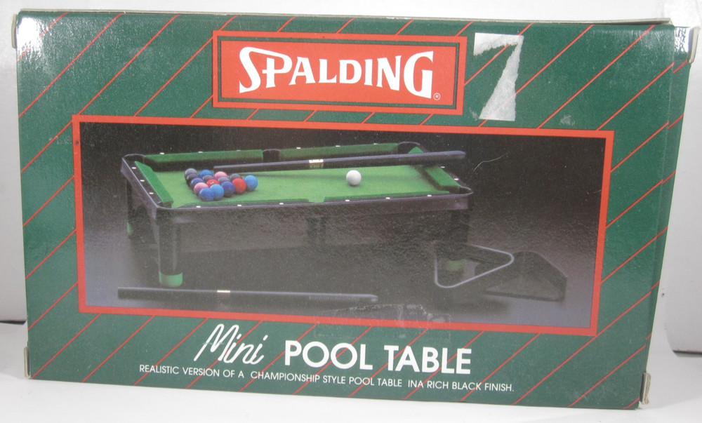 Spalding Mini Pool Table Set  2) cue sticks  16) balls  rack set and table