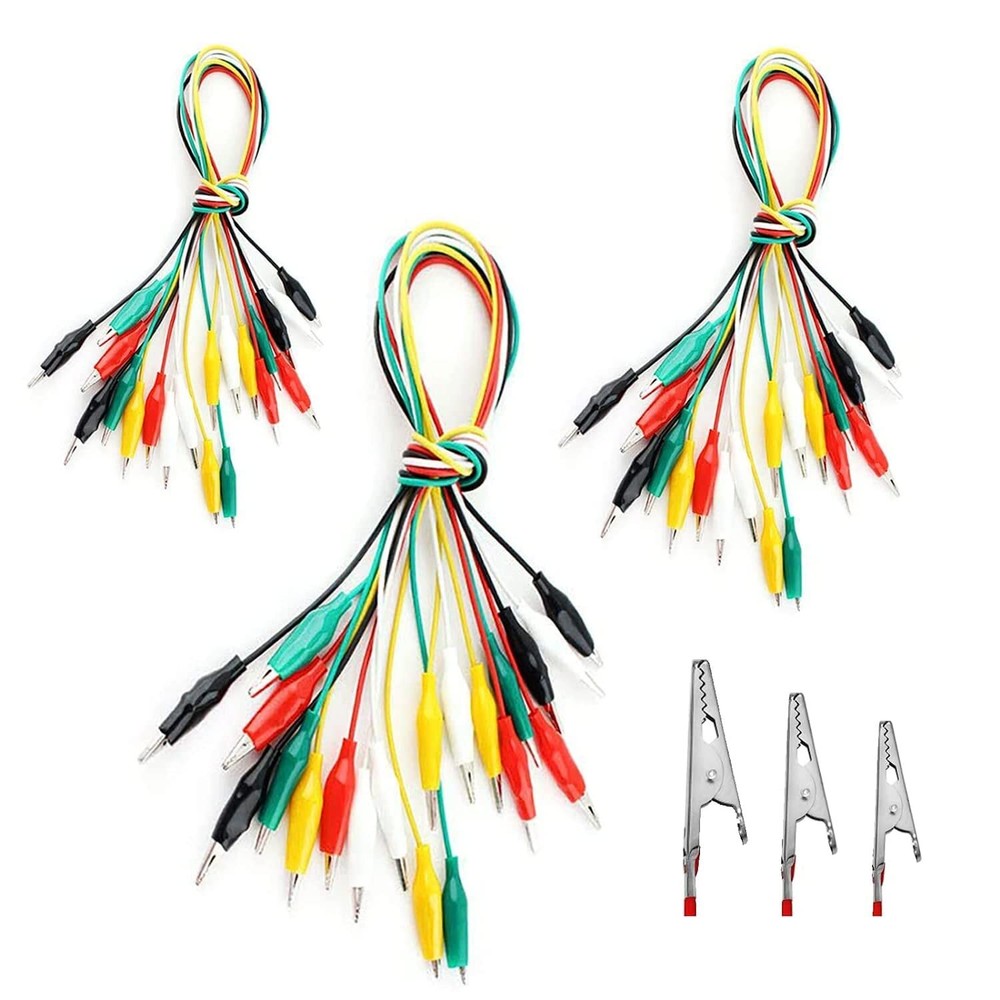 30-Piece Alligator Clips with Insulated Test Cables for Electrical & Testing Use