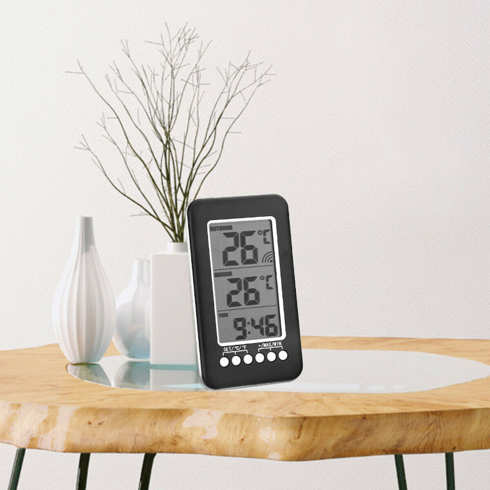 Digital Thermometer Clock Temperature Wireless Transmitter Meter Indoor/Outdoor