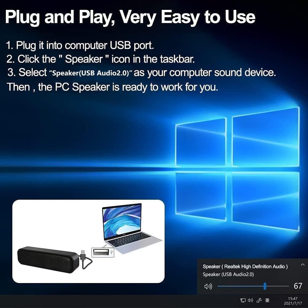 Updated Computer Speaker, USB Powered Speaker for Desktop,Windows PC,Mac. Por...