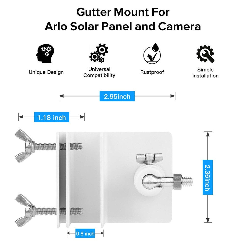 2Pack Gutter Mount Compatible with Arlo Essential arlo gutter mount, White