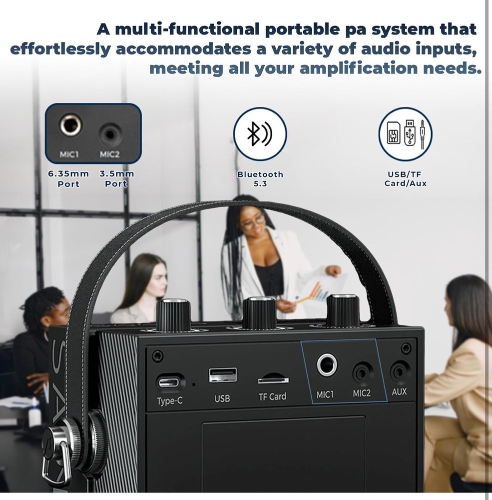 WinBridge Bluetooth 5.3 Voice Amplifier with Wireless Microphone Headset S98