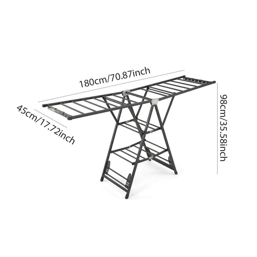 70.87in Clothes Drying Rack Foldable Laundry Drying Rack with Height-Adjustable