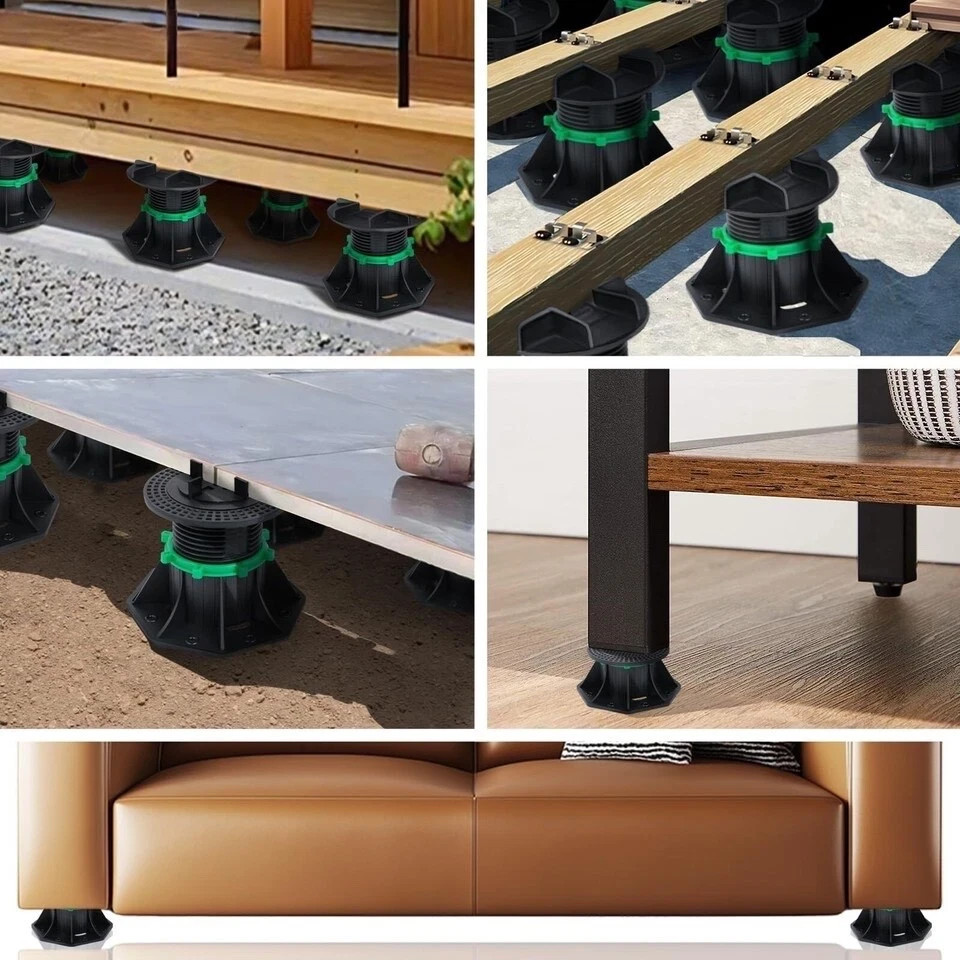 8 PCS Deck Blocks, Tuff Blocks Deck Foundation with Stone Accessories & Rubbe...