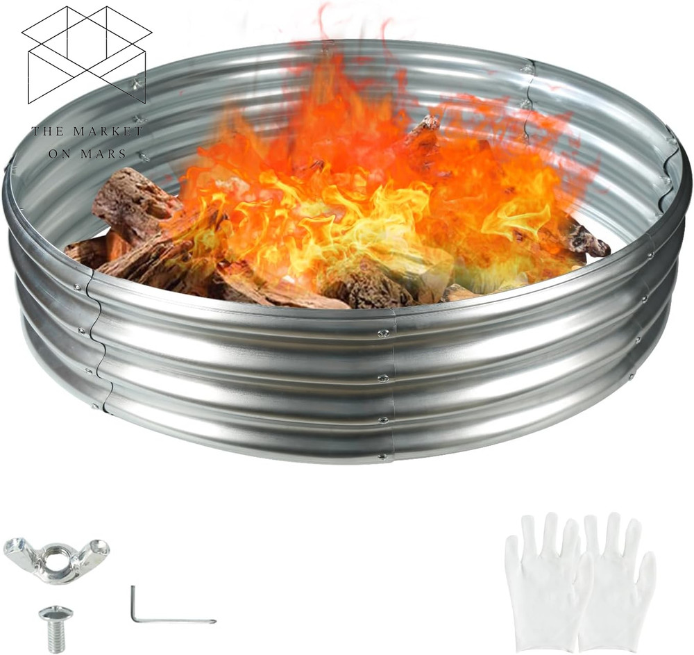 60 Inch Diameter round Galvanized Fire Pit Ring/Fire Ring - Foldable and Perfect