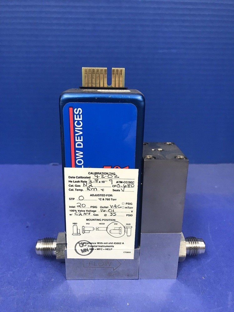 Precision Flow Devices 501 Mass Flow Controller MFC, 1%B/SiH4, 500 SCCM, Used
