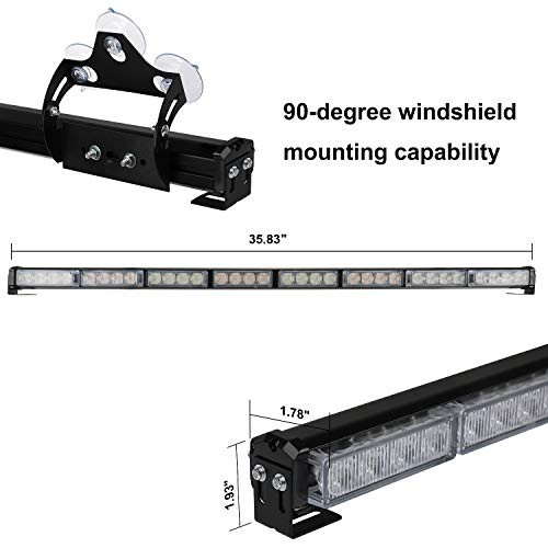 36" 32LED Traffic Advisor Light Bar Warning Emergency Strobe Light Amber/White
