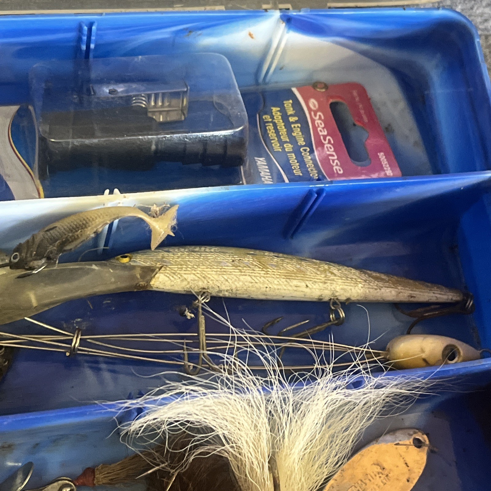 Mixed Fishing Lure Lot w/ Ozark Trail Tackle Box – Luhr Jensen Krocodile, Spoons