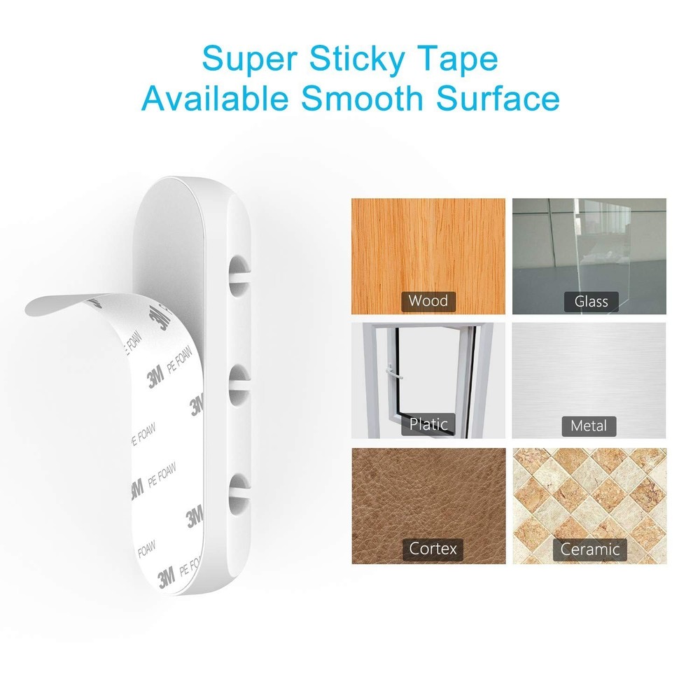 Eco-Friendly White Cable Clips - Versatile Cable Management for Home and Office