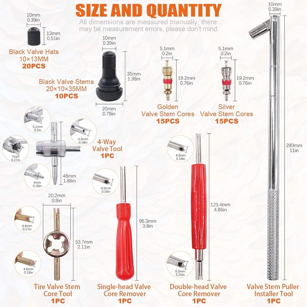 Tire Valve Stem Core Remover&Installer/Replacement Tool Kit For TR413 Valve Core