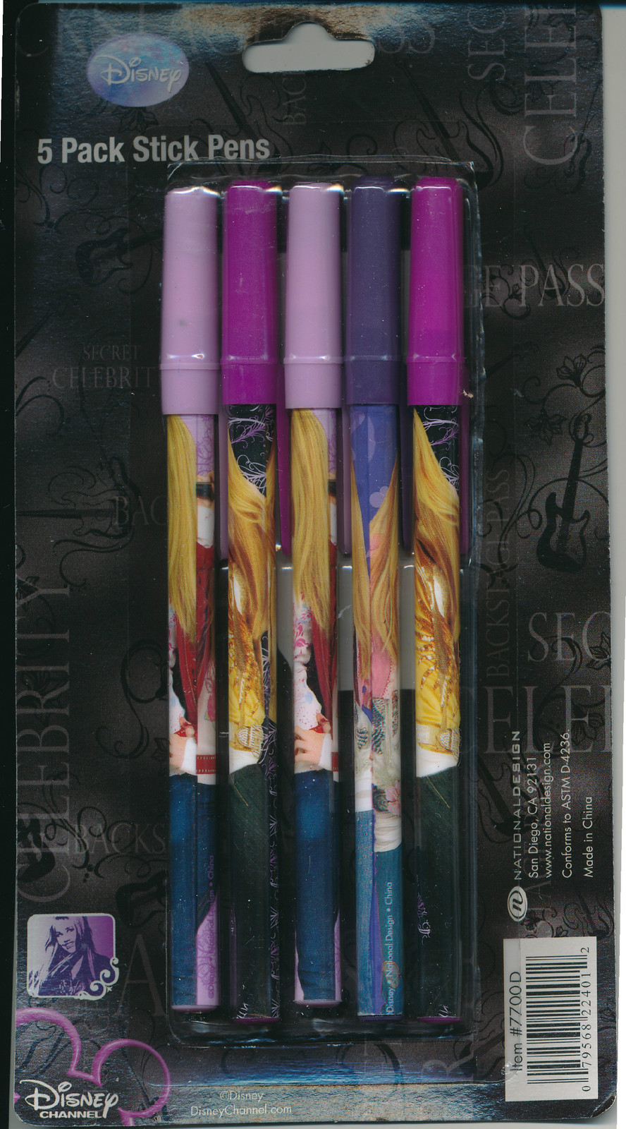 Disney Hannah Montana Office Supplies 5 Pack Pens 3 prints