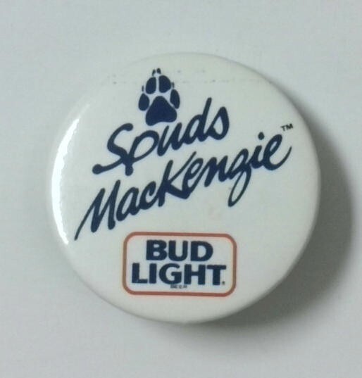 Vintage Spuds MacKenzie Bud Light Advertising Pinback Button