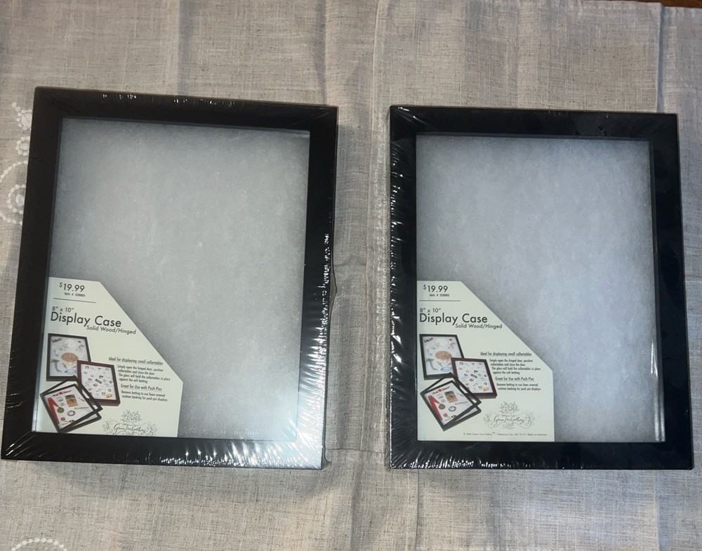 (2) 8” X 10” Display Cases, Solid Wood, Hinged, New