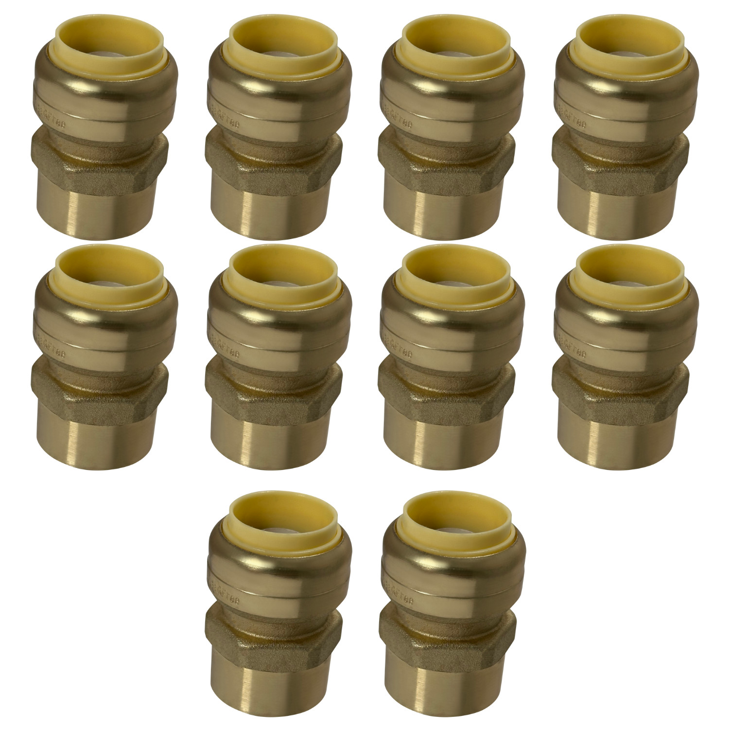10 Pack XFITTING 3/4" Push Fit x 3/4" Female NPT Adapter, Lead Free Brass