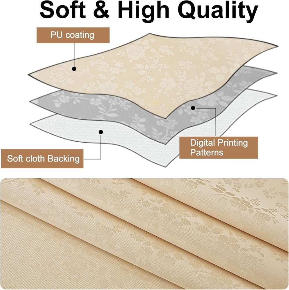 Mantel rectangular de vinilo resistente al agua (beige, 152 x 213 cm)
