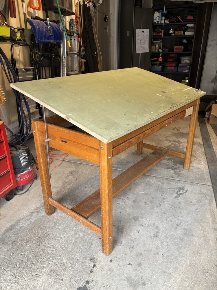 Mayline vintage Drafting Table 4 Post Solid Oak-wood