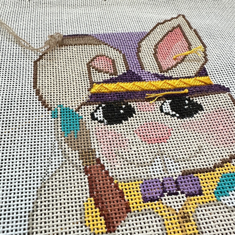 Vintage Damarj "Master Painter Rabbit" Needlepoint Canvas, Threads