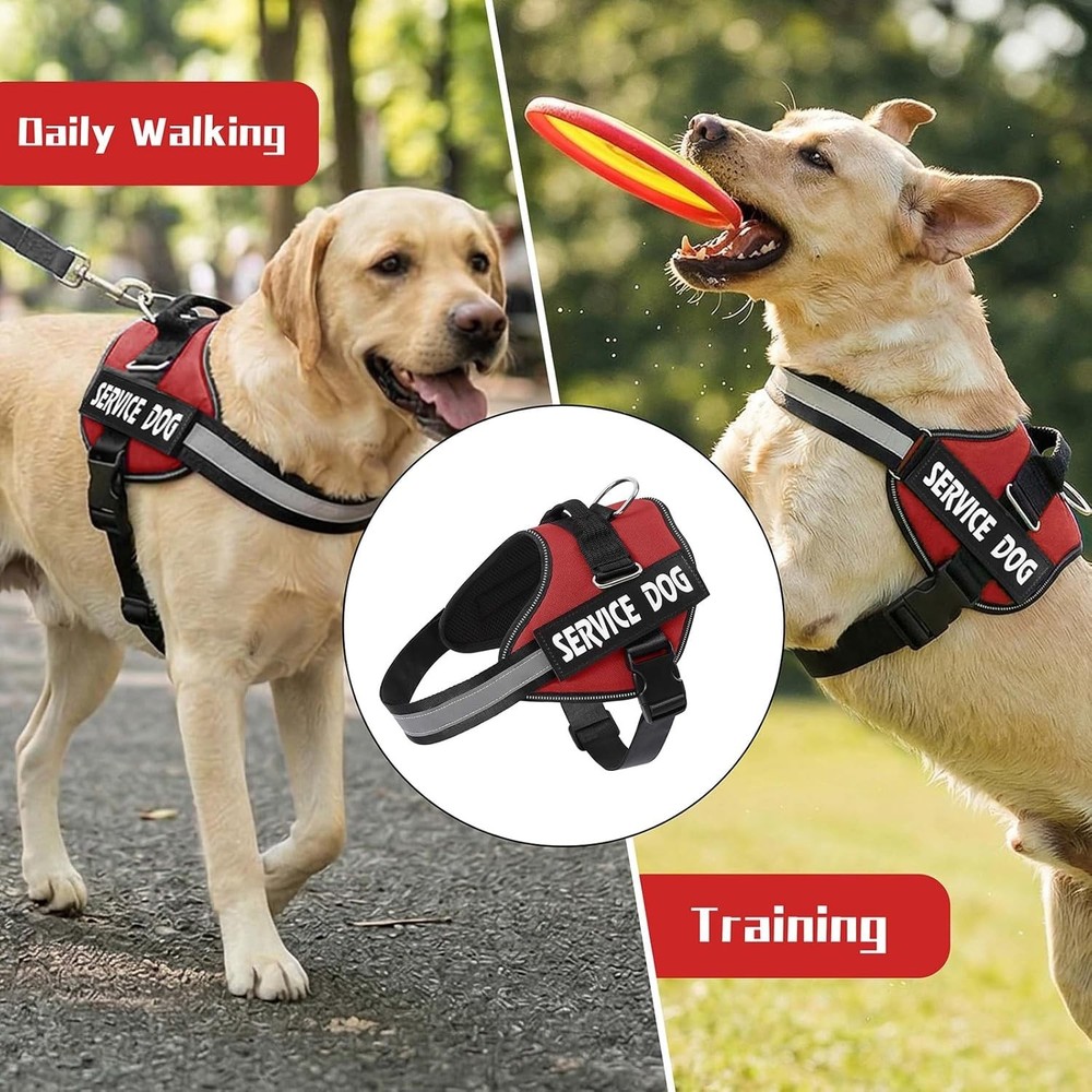 Service Dog Harness, No Pull Reflective Adjustable Vest with Handle, Soft Bre...