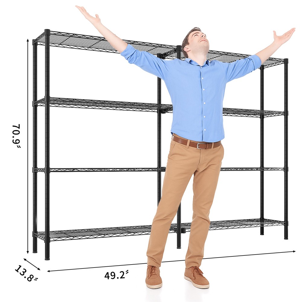 49.2''W Adjustable Storage Shelves NSF Wire Shelving Unit Multiple rows