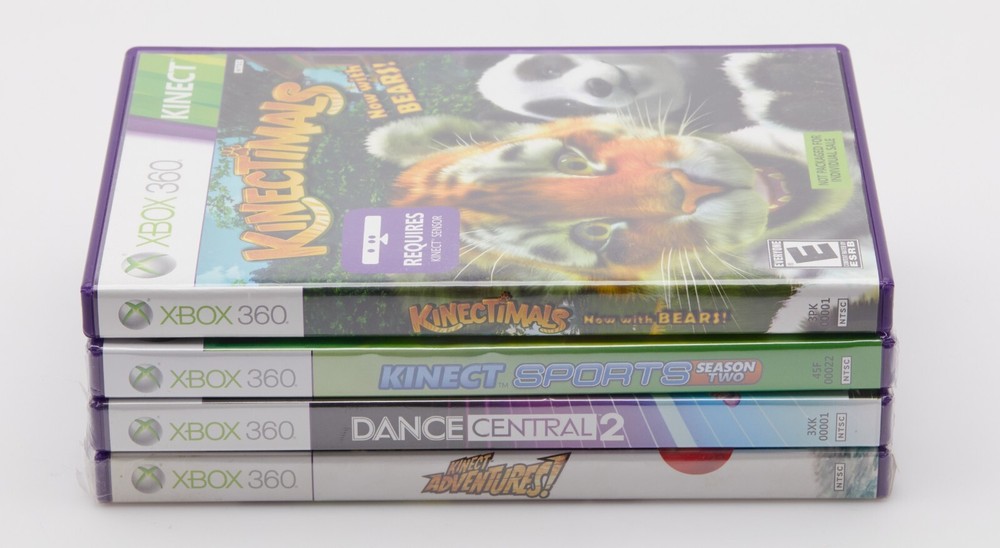 Microsoft Xbox 360 Kinect Motion Sensor Bar Black & 4 Games Bundle 3 ARE NEW!!