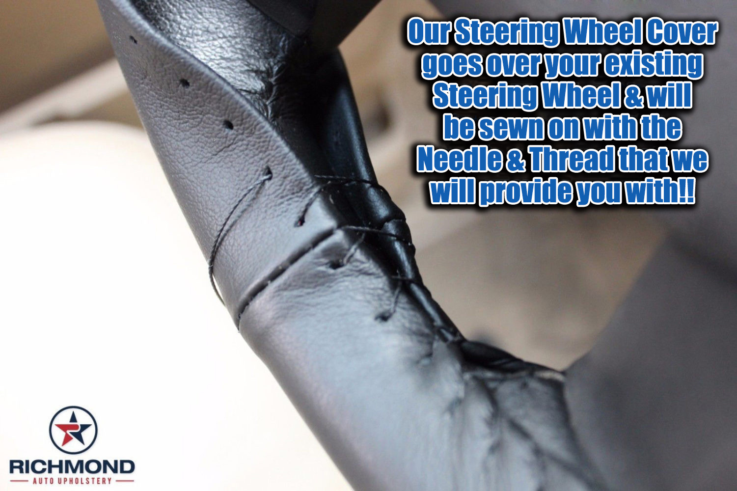 me2001 2002 Chevy Silverado 3500 LT LS -Leather Wrap Steering Wheel Cover, Black