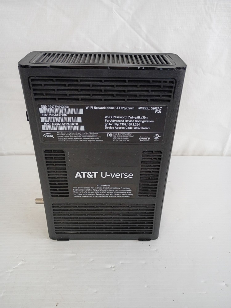 ATT U-Verse Pace 5268AC Gateway Internet Wireless Modem Router.