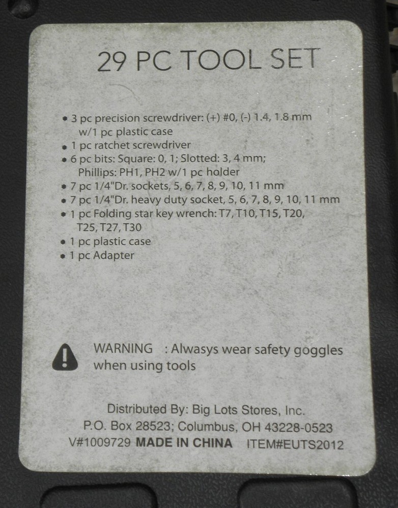 "SHOP BASICS" 29 PC TOOL SET