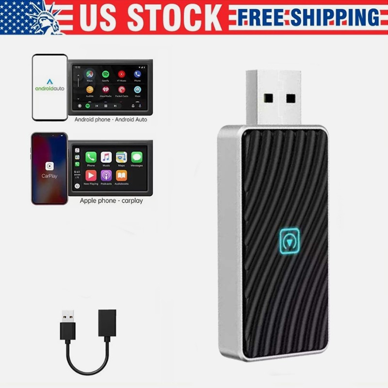 Mini 2 in 1 Wireless CarPlay/Android Auto Adapter USB Plug & Play Dongle US