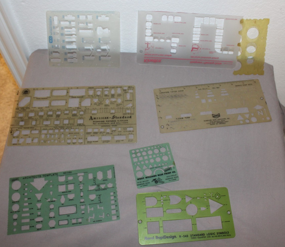 VTG Lot 25 Architectural Engineer Engineering Drafting Templates Tools Stencils