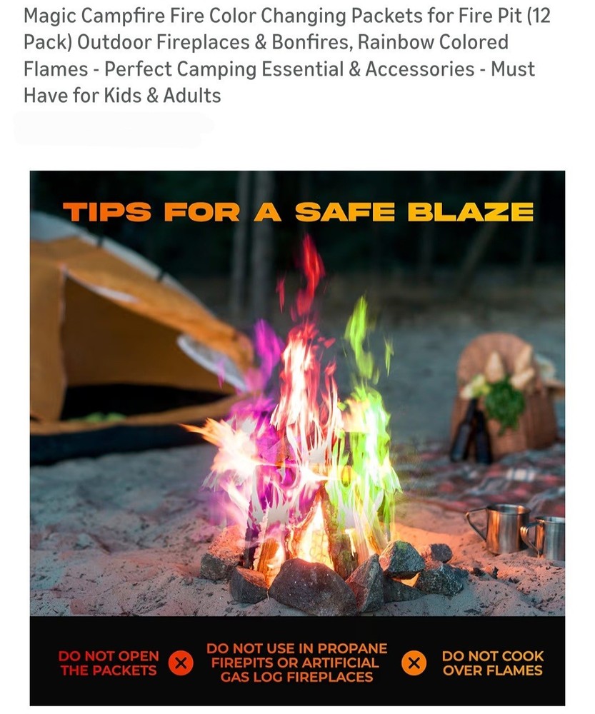 12 Pack - Magic Campfire Fire Color Changing Packets.