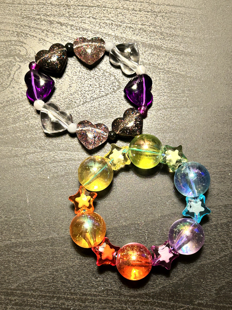 Rainbow Handmade Bead Bracelets with Stretchy Band