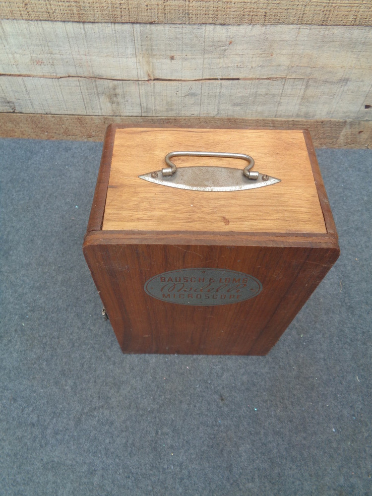 Bausch & Lomb Model R Student Microscope w/ Box & Micro Data Cards