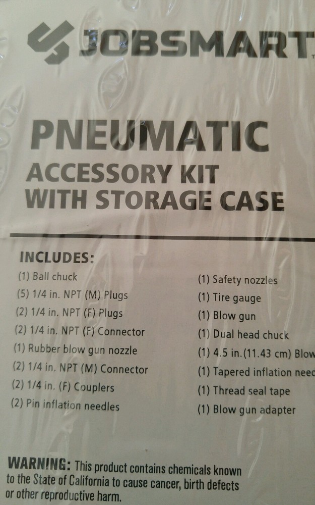jobsmart pneumatic 25 piece accessory kit with storage case NWT