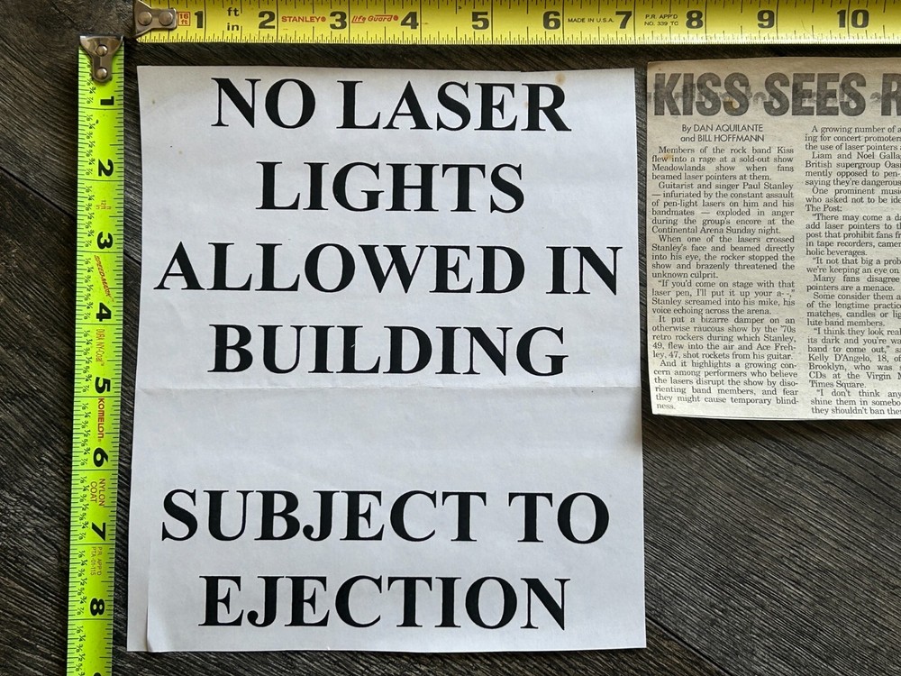 KISS Concert Clipping Concert Sign Psycho Circus Tour NJ Lasers Lot Vintage Kiss