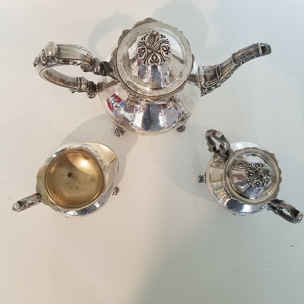 Vintage Oneida Venetian Scroll Holloware Silver Plate 4 piece Tea Set
