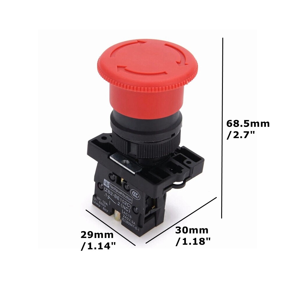 XB2-ES542 Emergency Stop Button Stop Switch Red Mushroom Stop Shut Off Switch