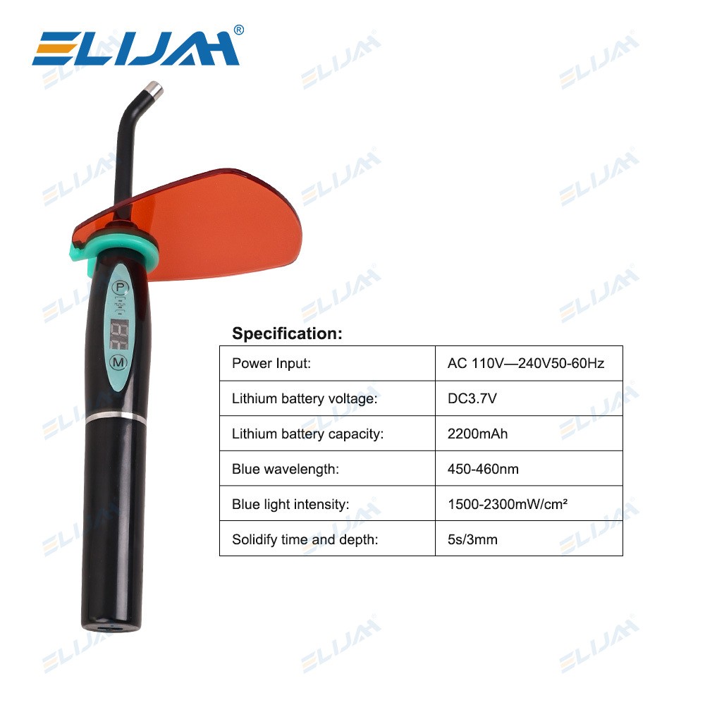 Dental Wireless Cordless LED Cure Curing Light Lamp 2000mw 5W Tool Resin Cure BK
