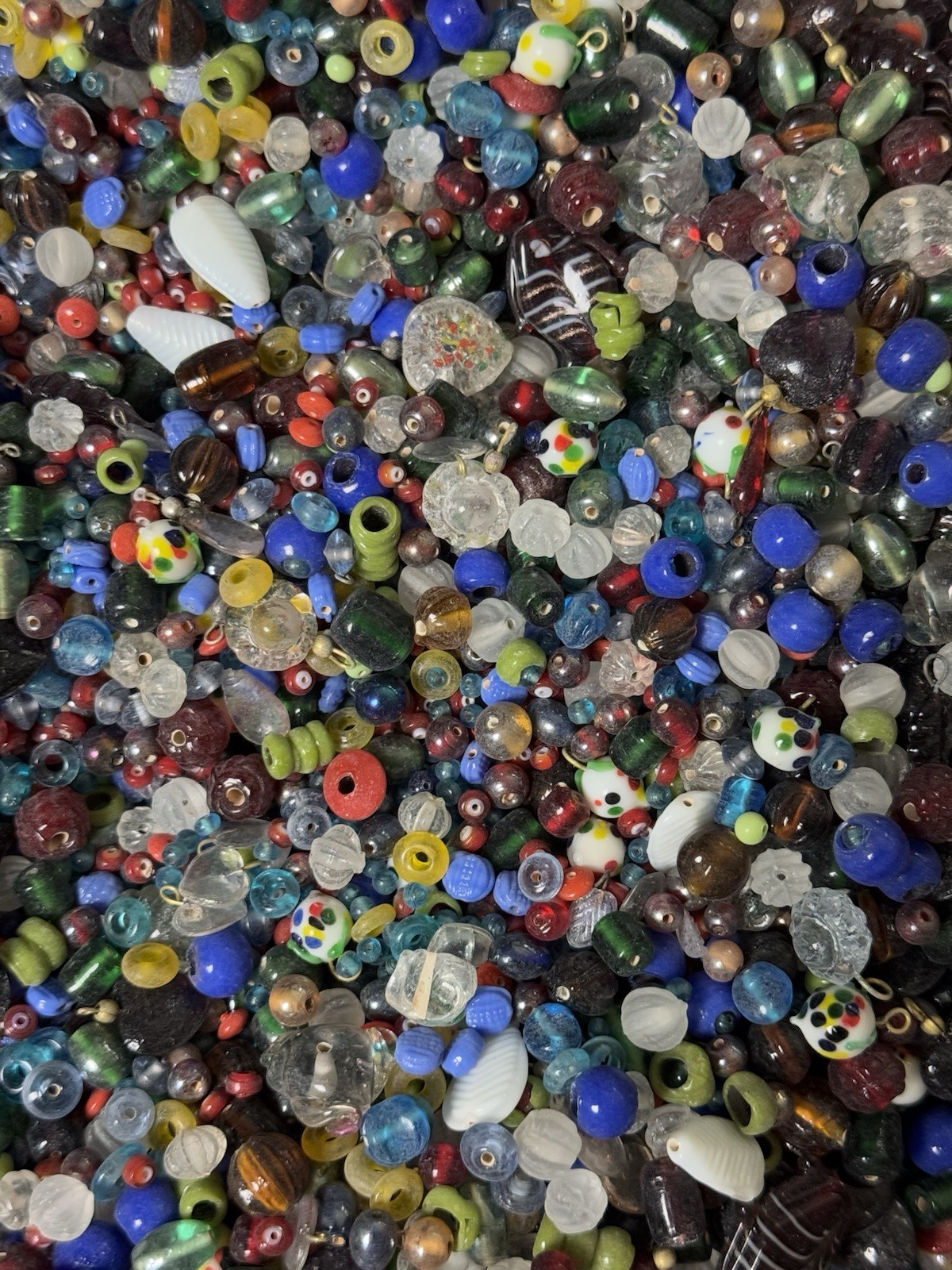 No. 2 EVERYTHING Mix 2 lb. Vintage Indian Glass Beads Lot Crafts Jewelry 800+