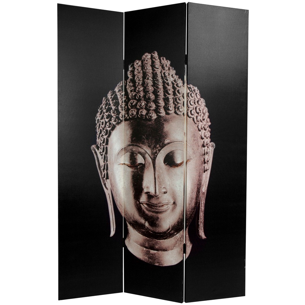 6 ft. Tall Double Sided Buddha Canvas Room Divider